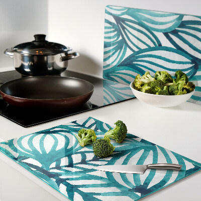 Snijplanken van glas Bladeren in turquoise tinten