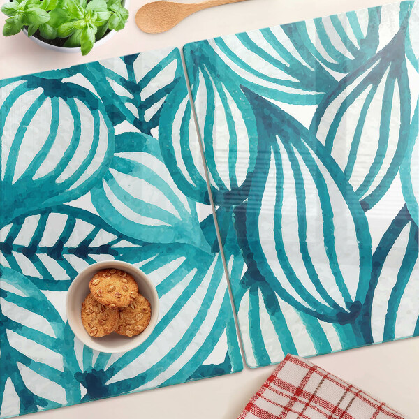 Snijplanken van glas Bladeren in turquoise tinten