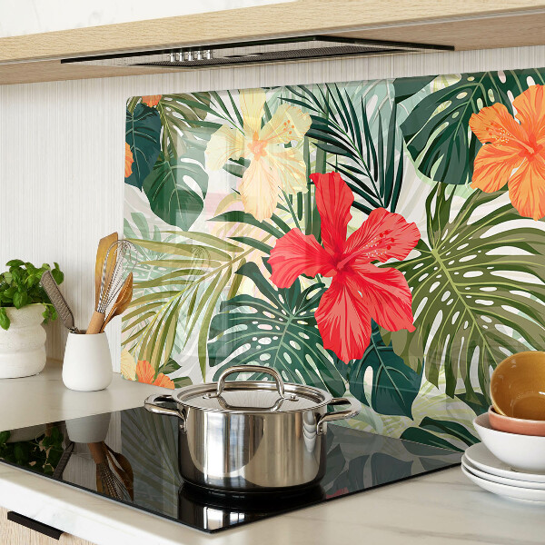 Snijplanken van glas Tropische bloemen en bladeren