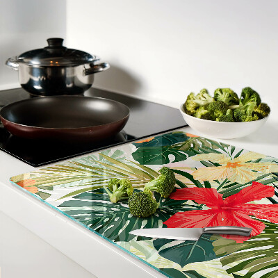 Snijplanken van glas Tropische bloemen en bladeren