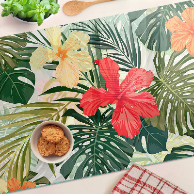 Snijplanken van glas Tropische bloemen en bladeren