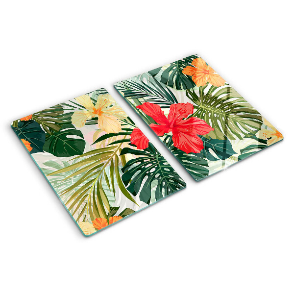 Snijplanken van glas Tropische bloemen en bladeren