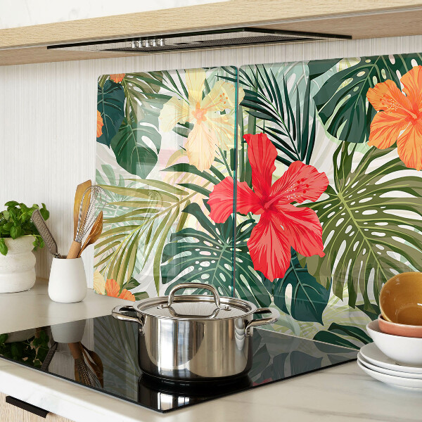 Snijplanken van glas Tropische bloemen en bladeren