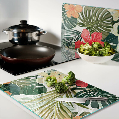 Snijplanken van glas Tropische bloemen en bladeren