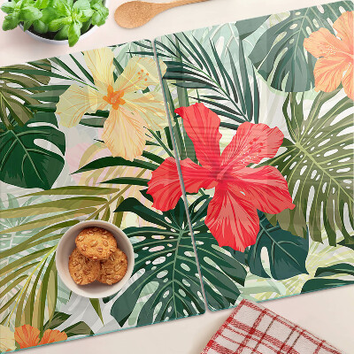 Snijplanken van glas Tropische bloemen en bladeren