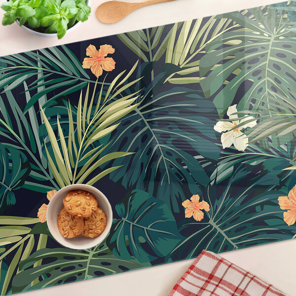 Snijplanken glas Tropisch patroon met bladeren en bloemen