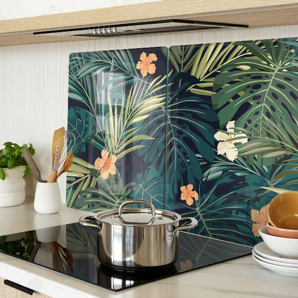 Snijplanken glas Tropisch patroon met bladeren en bloemen