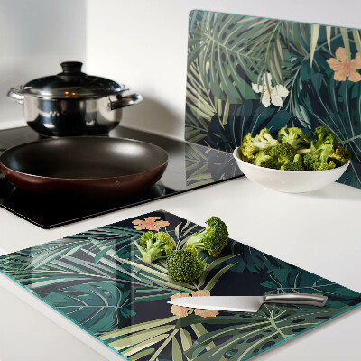 Snijplanken glas Tropisch patroon met bladeren en bloemen