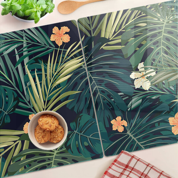 Snijplanken glas Tropisch patroon met bladeren en bloemen