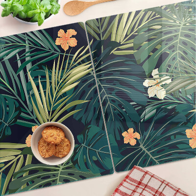Snijplanken glas Tropisch patroon met bladeren en bloemen