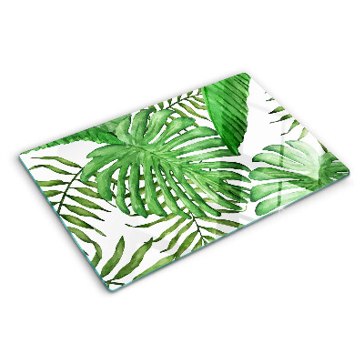 Glazen snijplanken Tropische bladeren in verschillende tinten groen