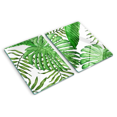 Glazen snijplanken Tropische bladeren in verschillende tinten groen