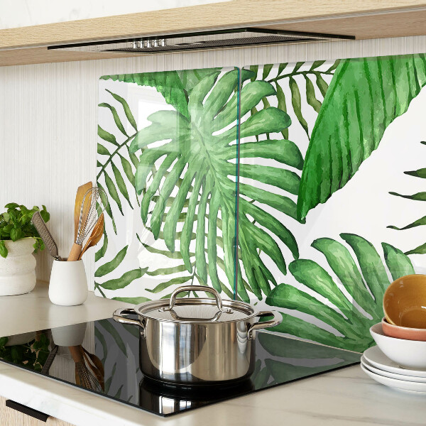 Glazen snijplanken Tropische bladeren in verschillende tinten groen