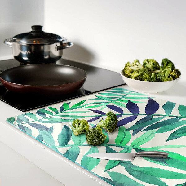 Snijplanken van glas Palmbladeren in aquarel-stijl