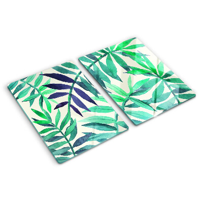 Snijplanken van glas Palmbladeren in aquarel-stijl