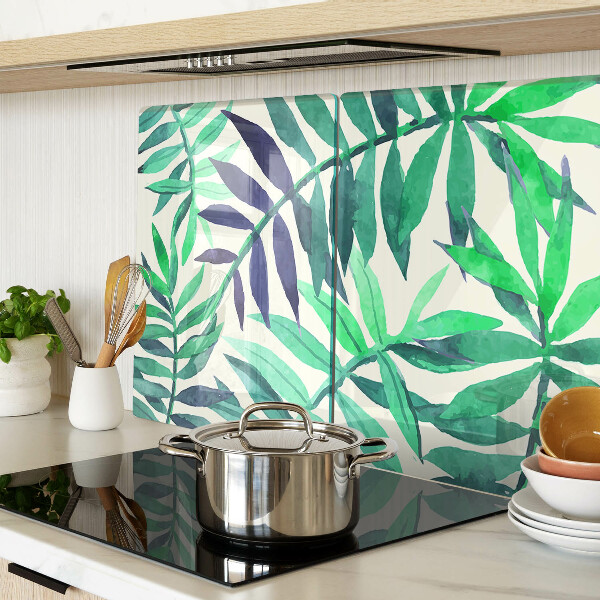 Snijplanken van glas Palmbladeren in aquarel-stijl