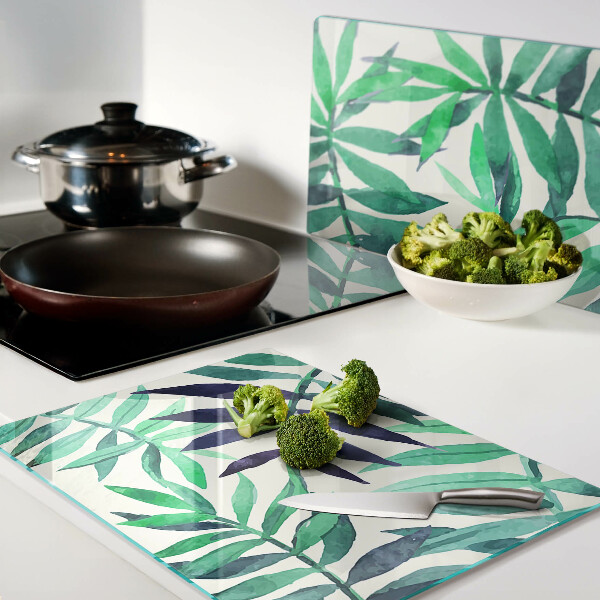 Snijplanken van glas Palmbladeren in aquarel-stijl