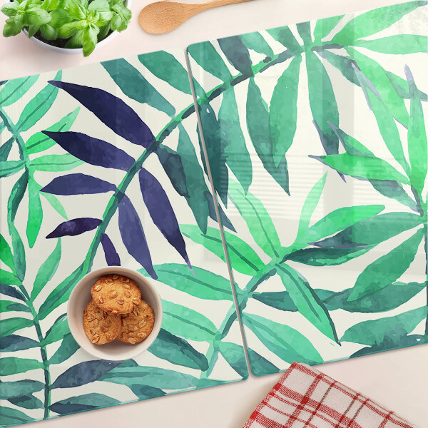 Snijplanken van glas Palmbladeren in aquarel-stijl