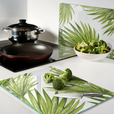 Glazen snijplanken Palmbladeren in verschillende tinten groen