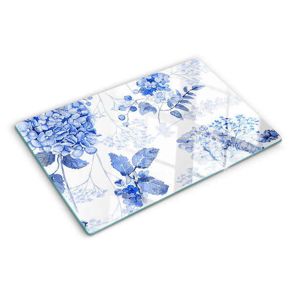 Snijplanken van glas Bloemen in verschillende tinten blauw