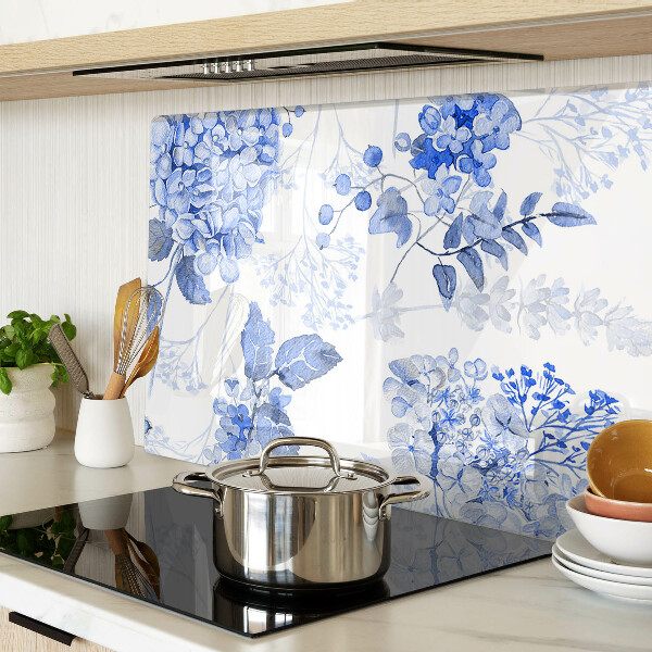 Snijplanken van glas Bloemen in verschillende tinten blauw