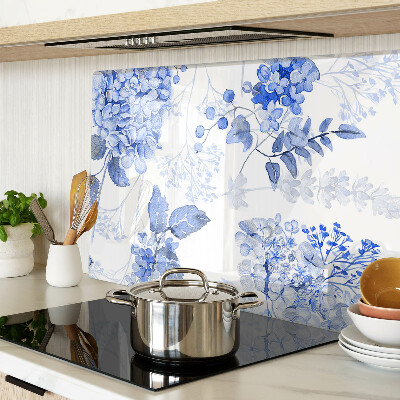 Snijplanken van glas Bloemen in verschillende tinten blauw