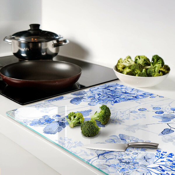 Snijplanken van glas Bloemen in verschillende tinten blauw