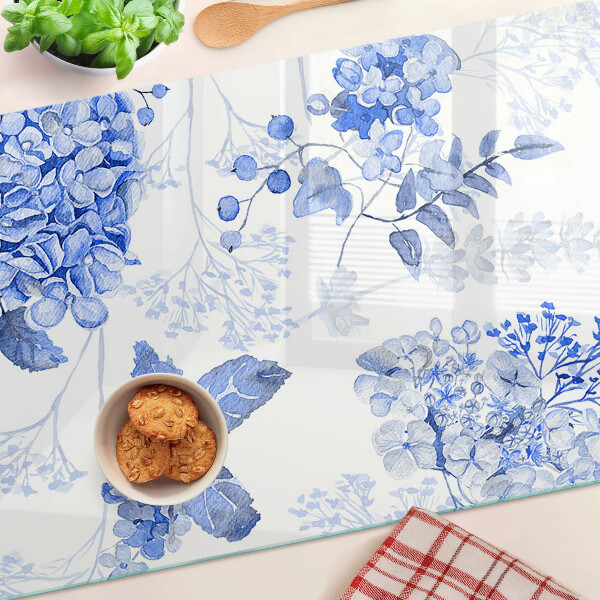 Snijplanken van glas Bloemen in verschillende tinten blauw