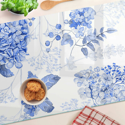 Snijplanken van glas Bloemen in verschillende tinten blauw