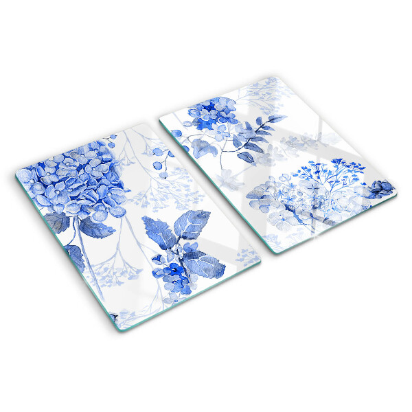 Snijplanken van glas Bloemen in verschillende tinten blauw