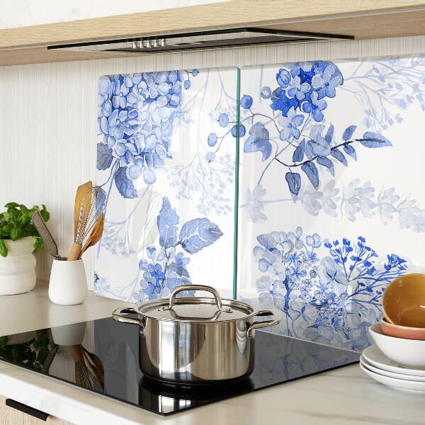 Snijplanken van glas Bloemen in verschillende tinten blauw