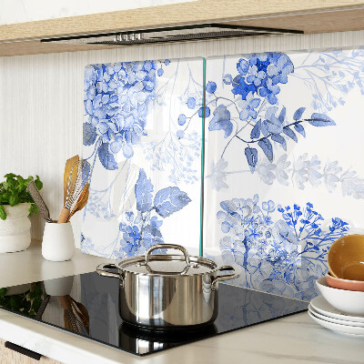 Snijplanken van glas Bloemen in verschillende tinten blauw