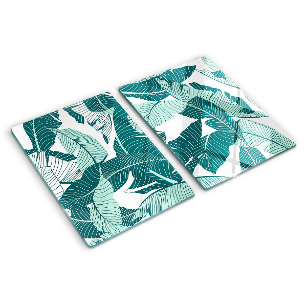 Glazen snijplanken Tropische bladeren in verschillende tinten groen