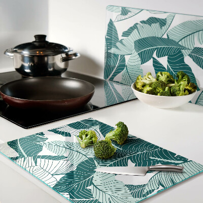 Glazen snijplanken Tropische bladeren in verschillende tinten groen