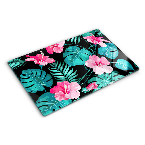 Snijplanken van glas Tropische bloemen en bladeren