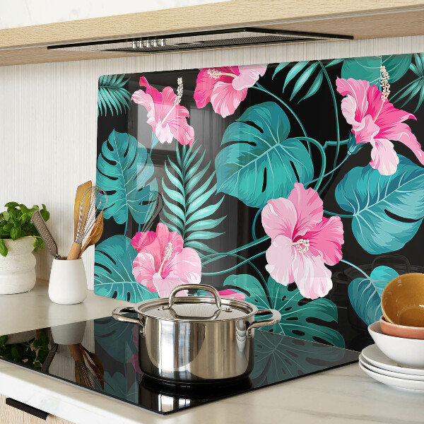 Snijplanken van glas Tropische bloemen en bladeren