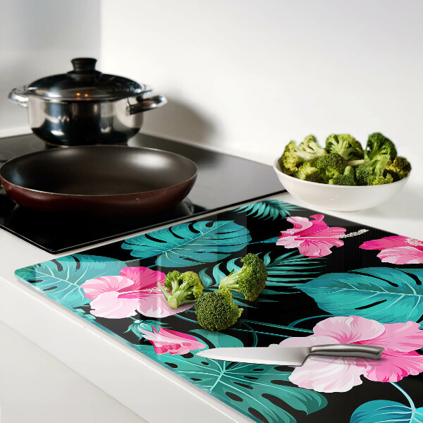 Snijplanken van glas Tropische bloemen en bladeren