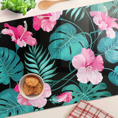 Snijplanken van glas Tropische bloemen en bladeren