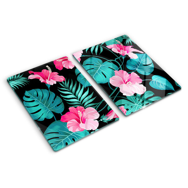 Snijplanken van glas Tropische bloemen en bladeren