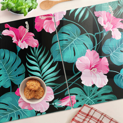 Snijplanken van glas Tropische bloemen en bladeren