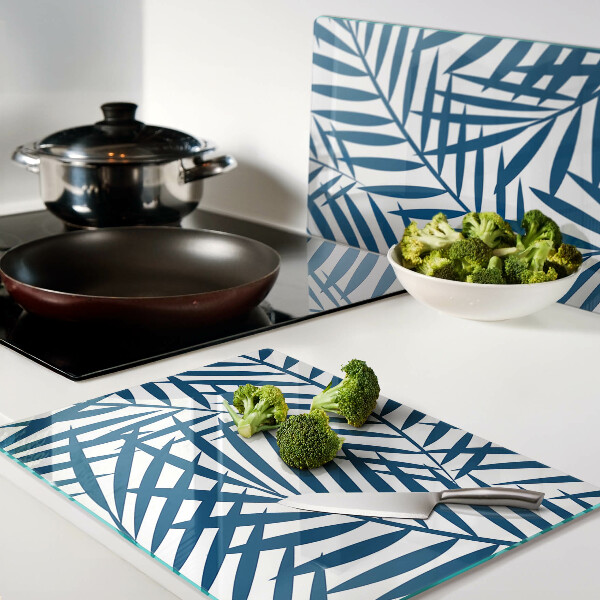 Snijplanken glas Palmbladeren in verschillende tinten blauw