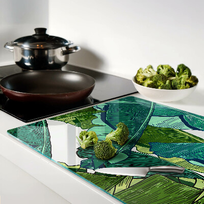 Snijplanken van glas Palmbladeren in verschillende tinten groen