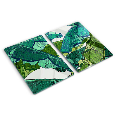 Snijplanken van glas Palmbladeren in verschillende tinten groen