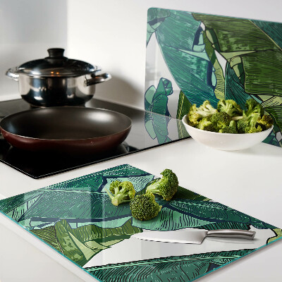 Snijplanken van glas Palmbladeren in verschillende tinten groen