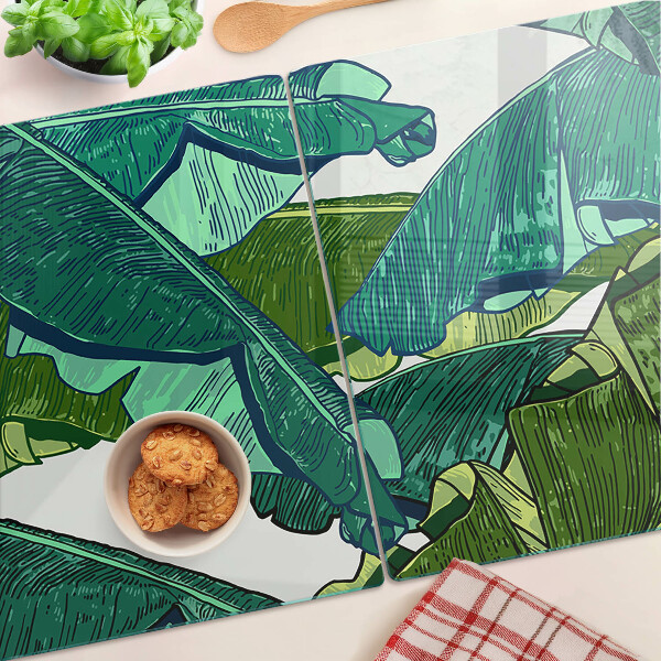 Snijplanken van glas Palmbladeren in verschillende tinten groen