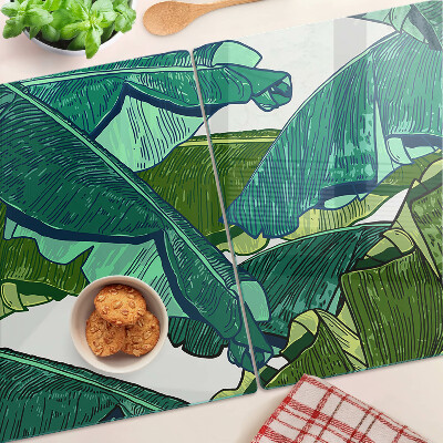 Snijplanken van glas Palmbladeren in verschillende tinten groen