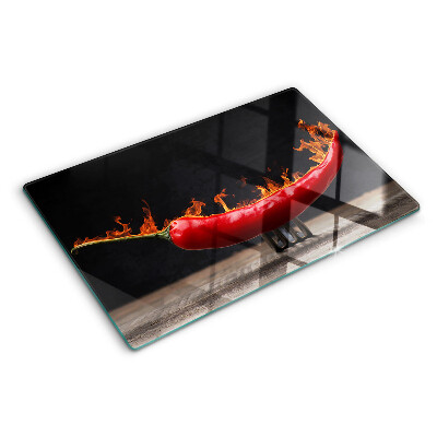 Snijplanken glas Vuur en chilipeper