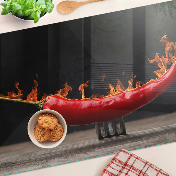 Snijplanken glas Vuur en chilipeper