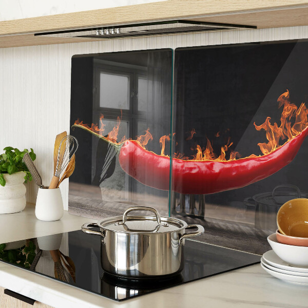 Snijplanken glas Vuur en chilipeper