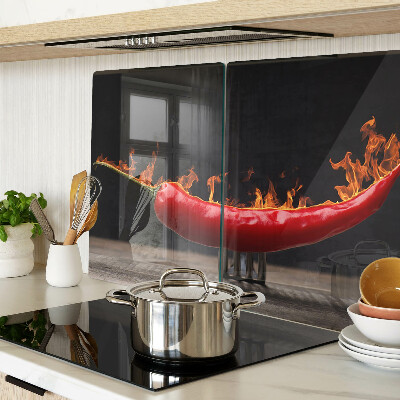 Snijplanken glas Vuur en chilipeper
